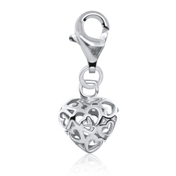 Knitted Heart Shaped Silver Charms CH-31